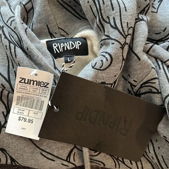 RIPNDIP Bubble Bobble Grey Hoodie - Picture 7 of 14